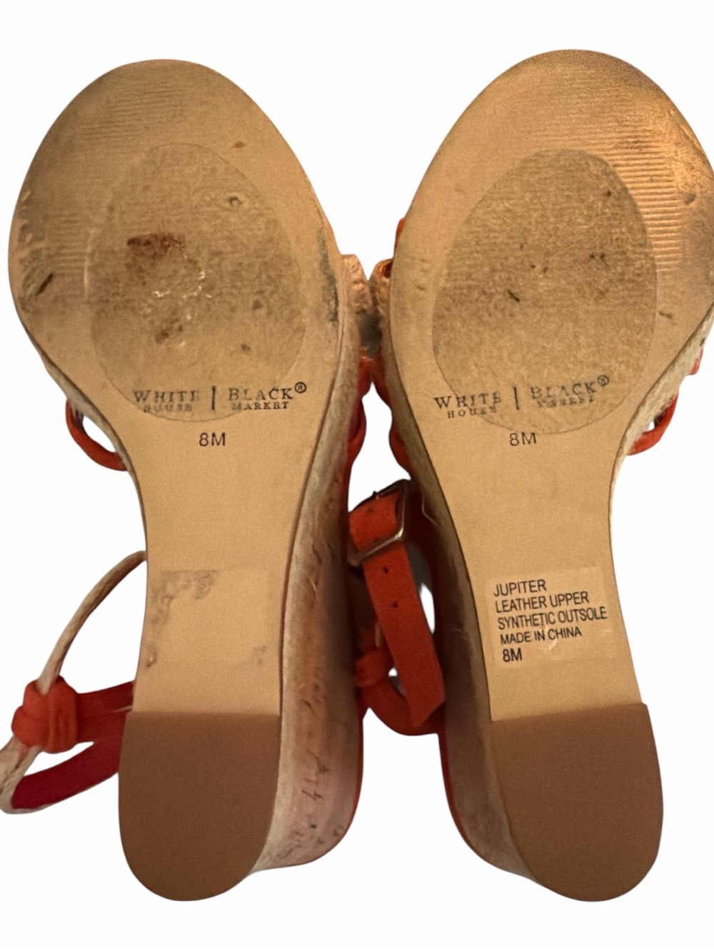 White House Black Market Jupiter Orange Braided Espadrille Wedge Sandals - Picture 5 of 7